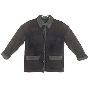 Ralph Lauren Authentic Winter Classic Gray Thick‎ Jacket Leather Buttons Medium